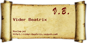 Vider Beatrix névjegykártya